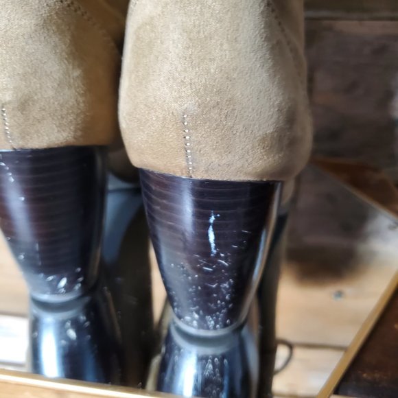 Qupid Women Distressed Leatherette Lace Up Chunky Stacked Heel Bootie - Picture 7 of 9